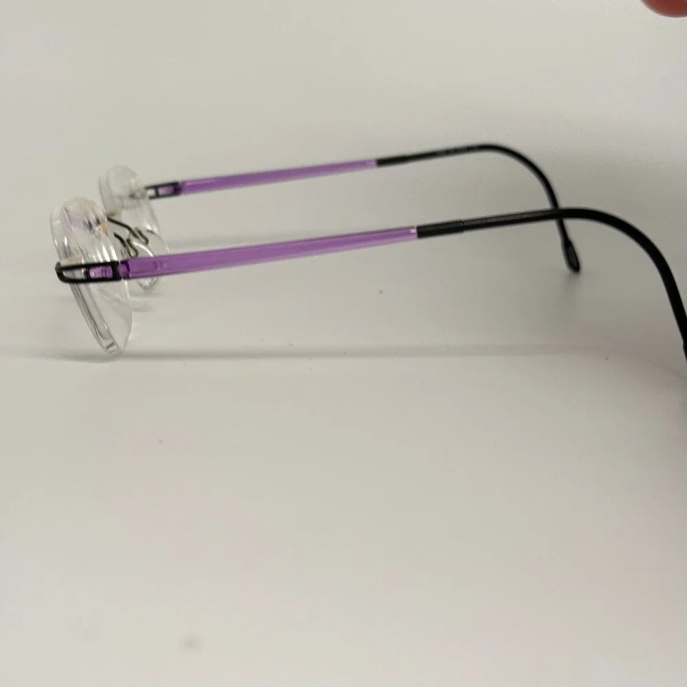 Silhouette Rimless Eyeglasses Black Purple Rectangular Frame Made in Austria